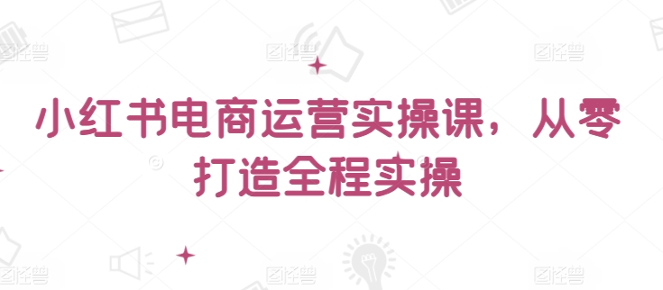 小红书电商运营实操课，​从零打造全程实操-必富网创