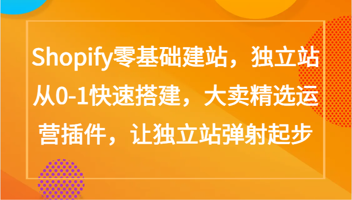 Shopify零基础建站，独立站从0-1快速搭建，大卖精选运营插件，让独立站弹射起步-必富网创