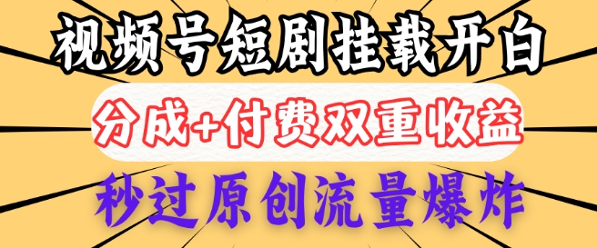 2025视频号短剧内测挂载开白权限，分成+付费双重收益，秒过原创流量爆炸，小白有手就会-必富网创