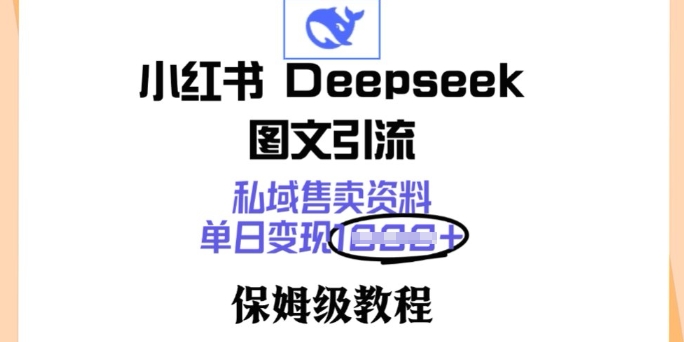 小红书Deepseek图文引流，私域售卖资料，单日变现多张，保姆级教程-必富网创