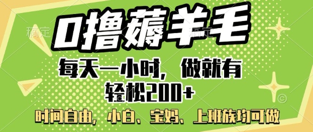 0撸薅羊毛，每天一小时，做就有轻松2张，小白宝妈，上班族均可做-必富网创