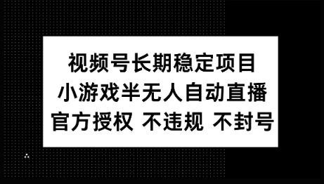 视频号长期稳定项目，小游戏半无人自动直播，官方授权 不违规 不封号-必富网创