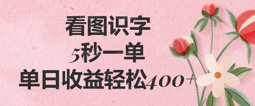 （14338期）看图识字，5秒一单，单日收益轻松400+-必富网创