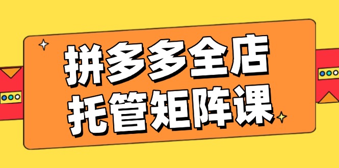 （14328期）拼多多全店托管矩阵课，盈利动销玩法，高效计划设置，提升店铺效益-必富网创