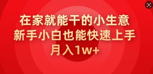 在家就能干的小生意，新手小白也能快速上手，月入1w-必富网创