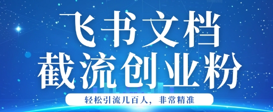 利用飞书文档截流创业粉轻松引流200+-必富网创