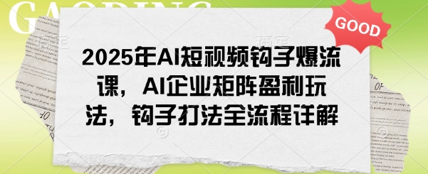 2025年AI短视频钩子爆流课，AI企业矩阵盈利玩法，钩子打法全流程详解-必富网创
