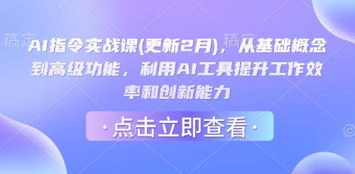 AI指令实战课(更新2月)，从基础概念到高级功能，利用AI工具提升工作效率和创新能力-必富网创