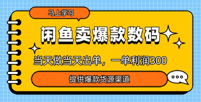 闲鱼卖爆款货源，当天做当天出单，一单利润3张-必富网创
