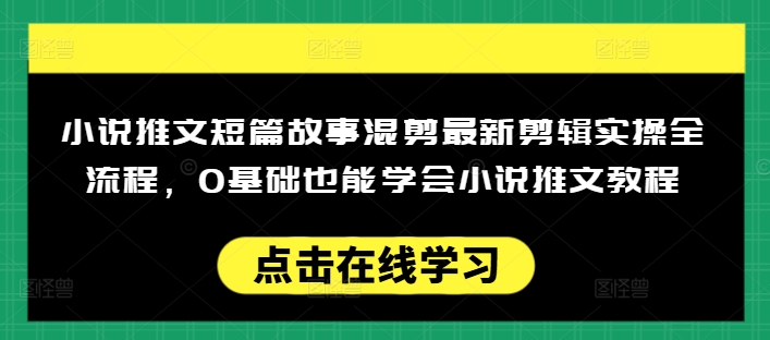 小说推文短篇故事混剪最新剪辑实操全流程，0基础也能学会小说推文教程，肯干多发日入多张-必富网创