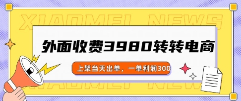 外面收费3980的转转电商玩法，上架当天出单，一单利润3张-必富网创