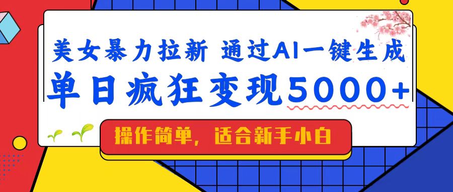 （14347期）美女暴力拉新，通过AI一键生成，单日疯狂变现5000+，纯小白一学就会！-必富网创