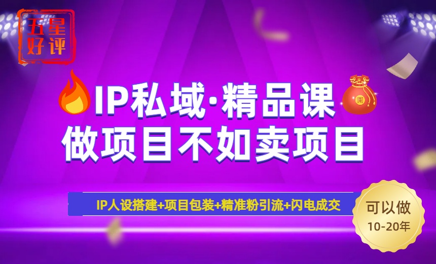 （14406期）2025年“IP私域·密训精品课”，日赚3000+小白避坑年赚百万，暴力引流…-必富网创