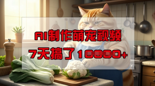 靠AI制作萌宠视频，操作简单门槛低，有手机就行，7天搞了1W-必富网创